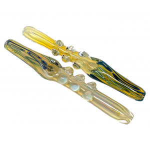 8" Gold Fumed Multi Marble Stretched Line Steamroller Hand Pipe - (Pack of 2) [STJ104]